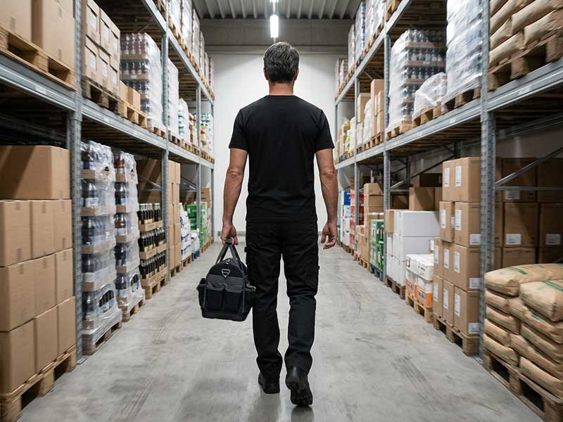 Ablauf der Kälte-Reparatur im Supermarkt